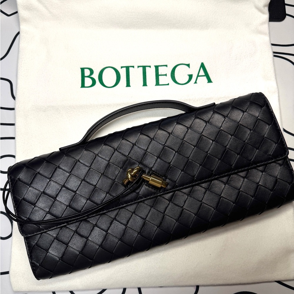 Brand New - Bottega Veneta Andiamo Woven Leather Clutch